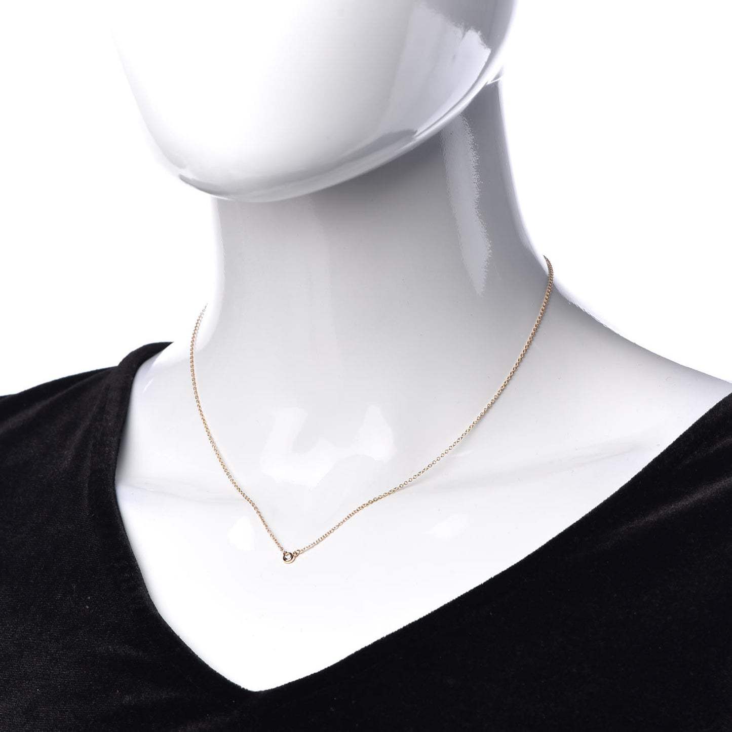 18K Rose Gold Diamond .03ct Elsa Peretti Diamonds by the Yard Pendant Necklace