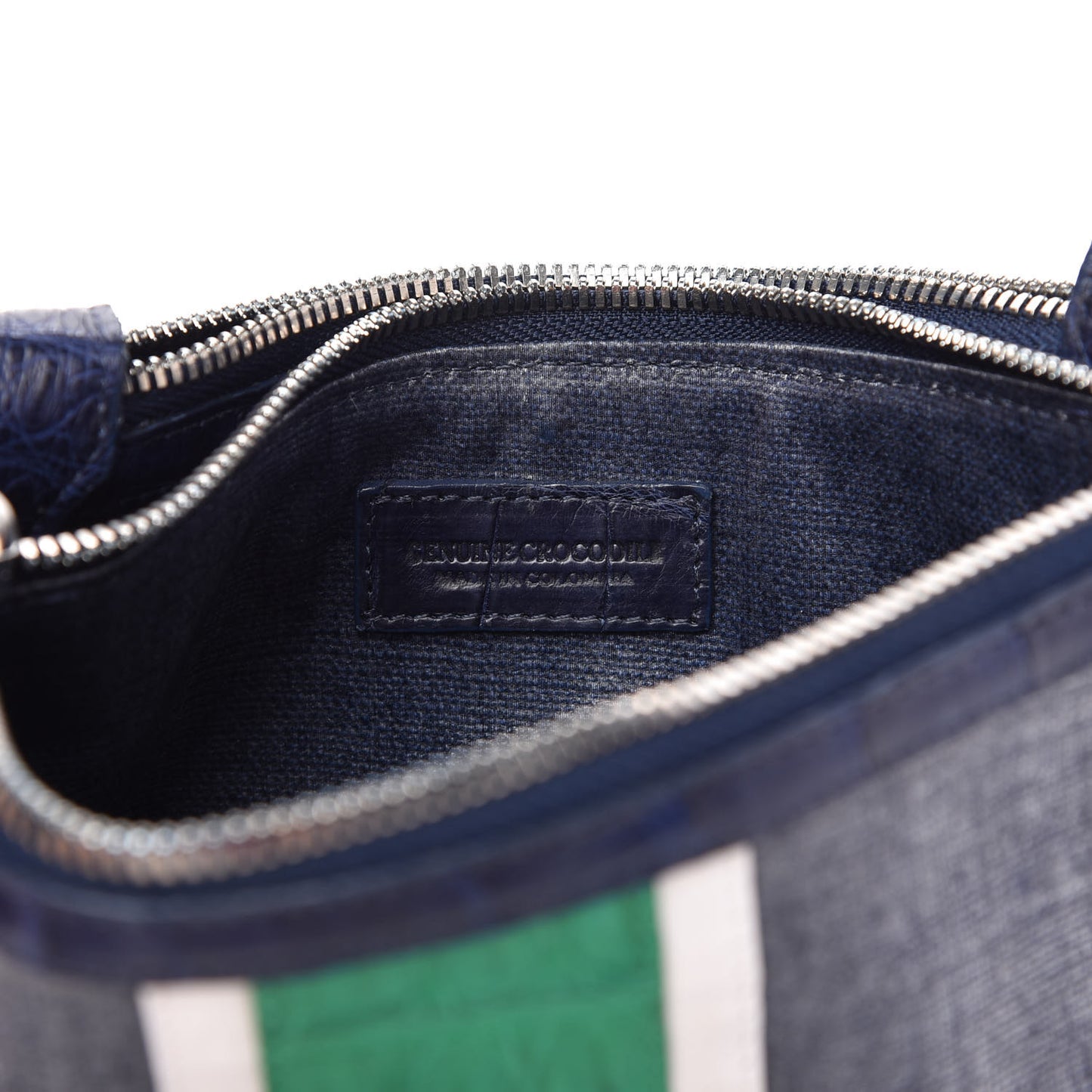Crocodile Linen Crossbody Bag Navy