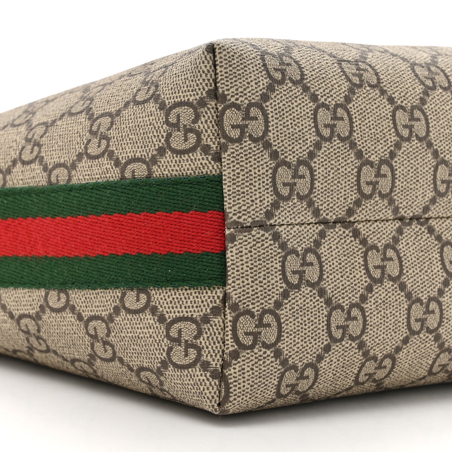 Gucci GG Supreme Monogram Textured Calfskin Web Super Mini Ophidia Shoulder Bag Beige Ebony New Acero 10 of 10
