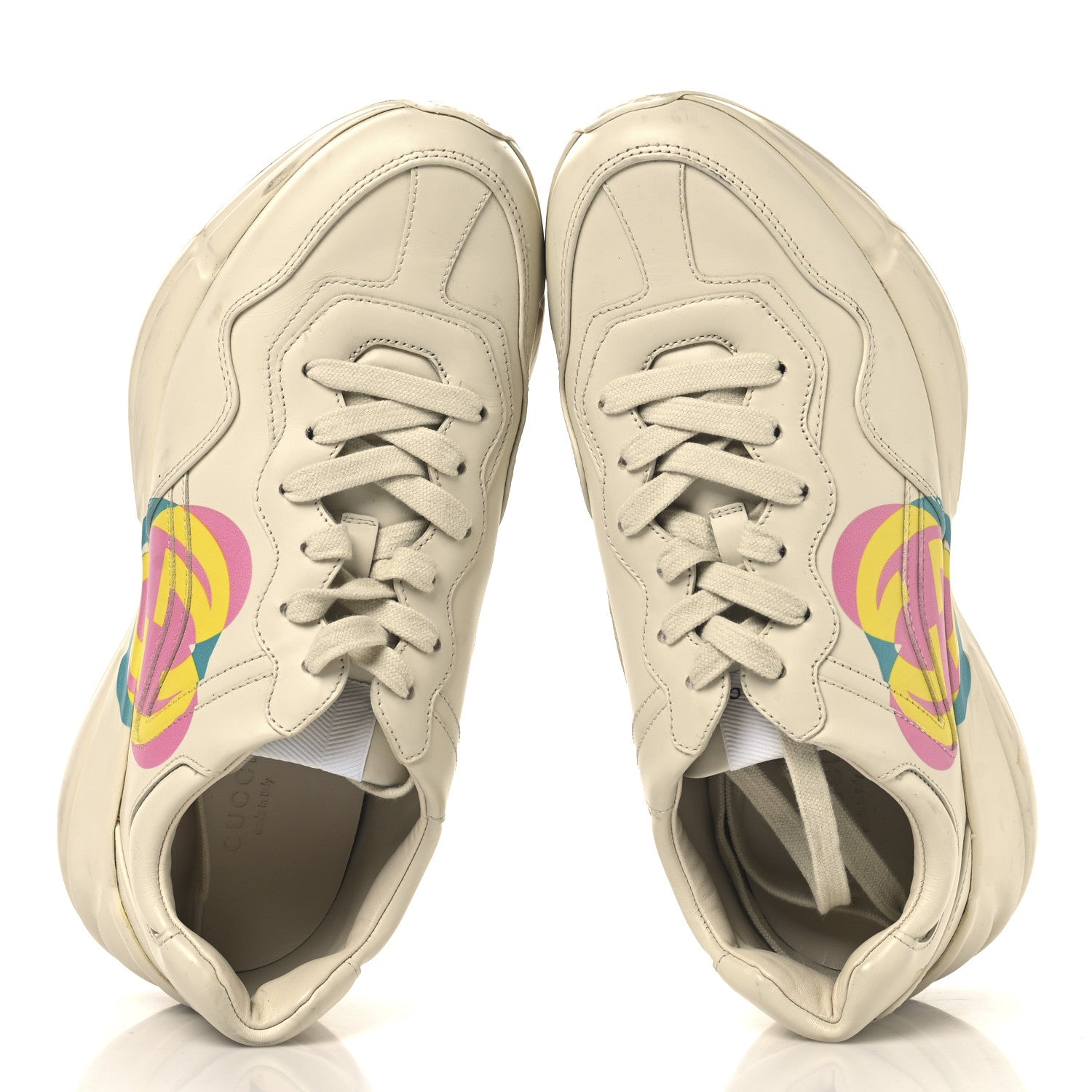 Gucci Calfskin Heart Rhyton Sneakers 39.5 Ivory 2 of 10