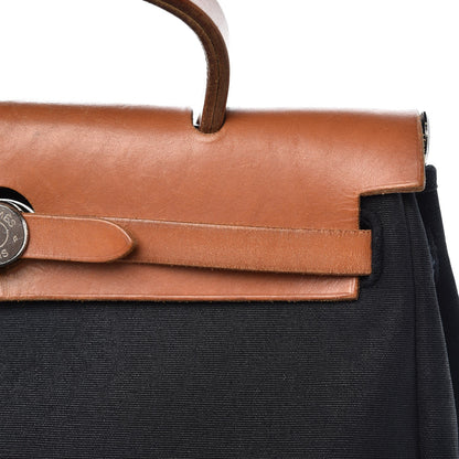 Hermes Toile Vache Calfskin Herbag 30 PM Black Natural 12 of 12