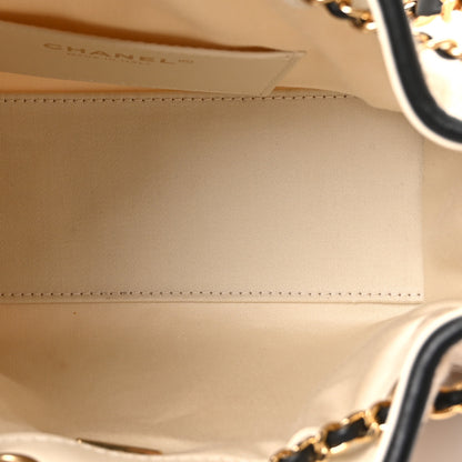 Chanel Canvas Calfskin Quilted Mini Chanel 25 Handbag Ecru Black 4 of 9