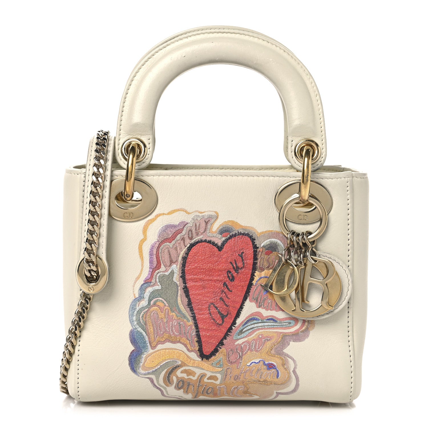 Christian Dior Calfskin Niki De Saint Phalle Dioramour Mini Supple Lady Dior White Multicolor 1 of 15