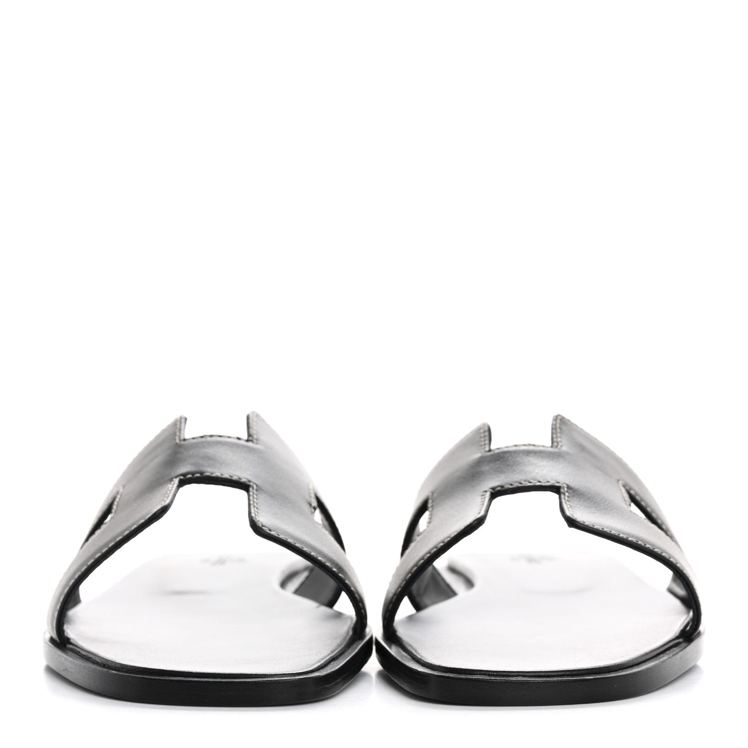 Hermes Box Calfskin Oran Sandals 38 Black 3 of 9