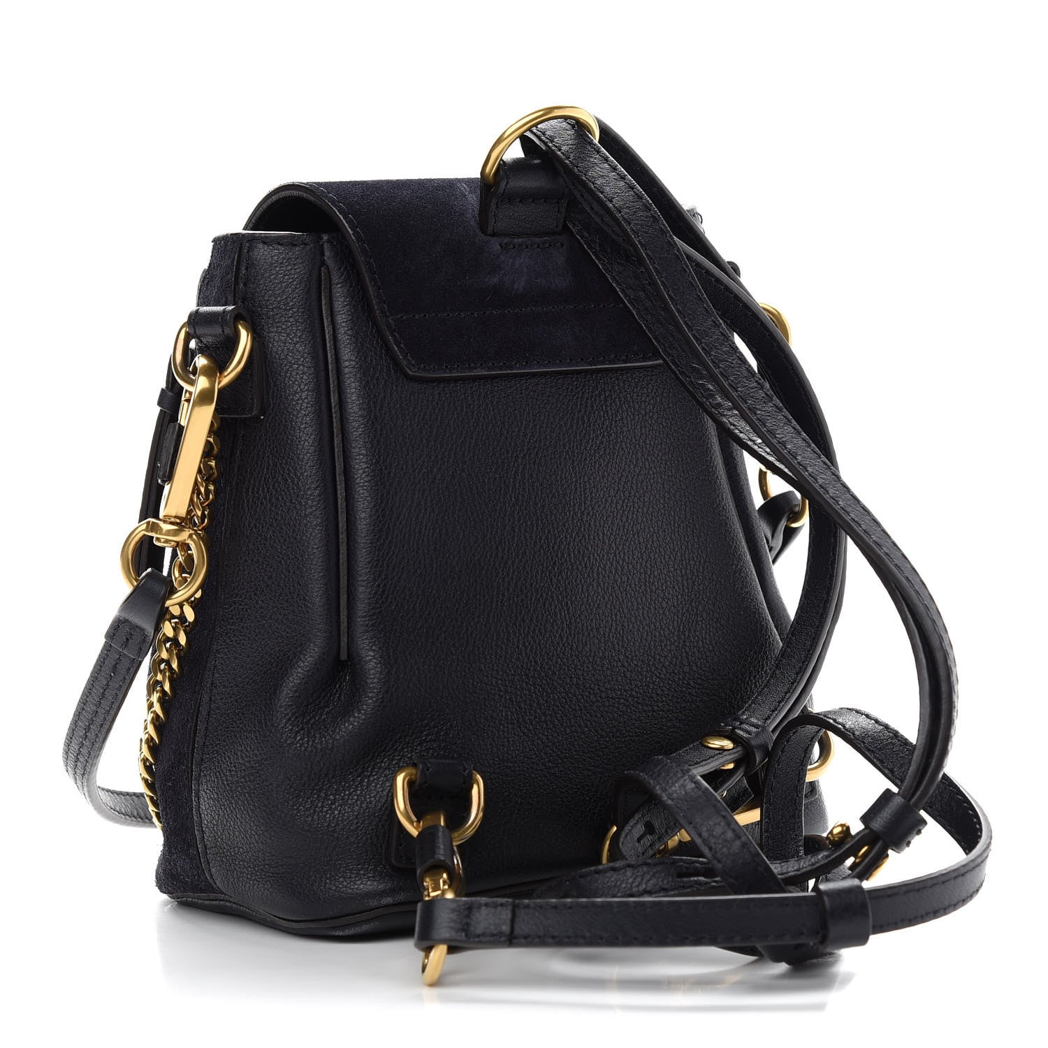 Chloe Suede Calfskin Studded Mini Faye Backpack Full Black 3 of 9