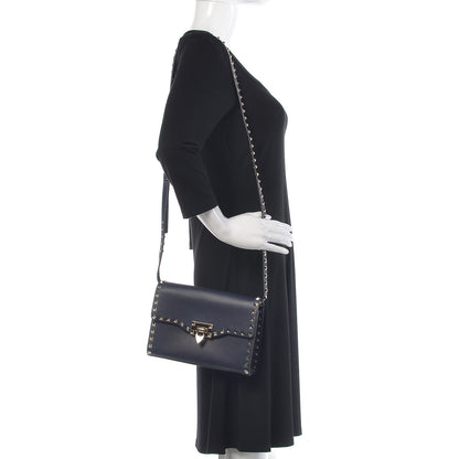 Valentino Garavani Vitello Medium Rockstud Flip Lock Crossbody Bag Pure Blue 2 of 11