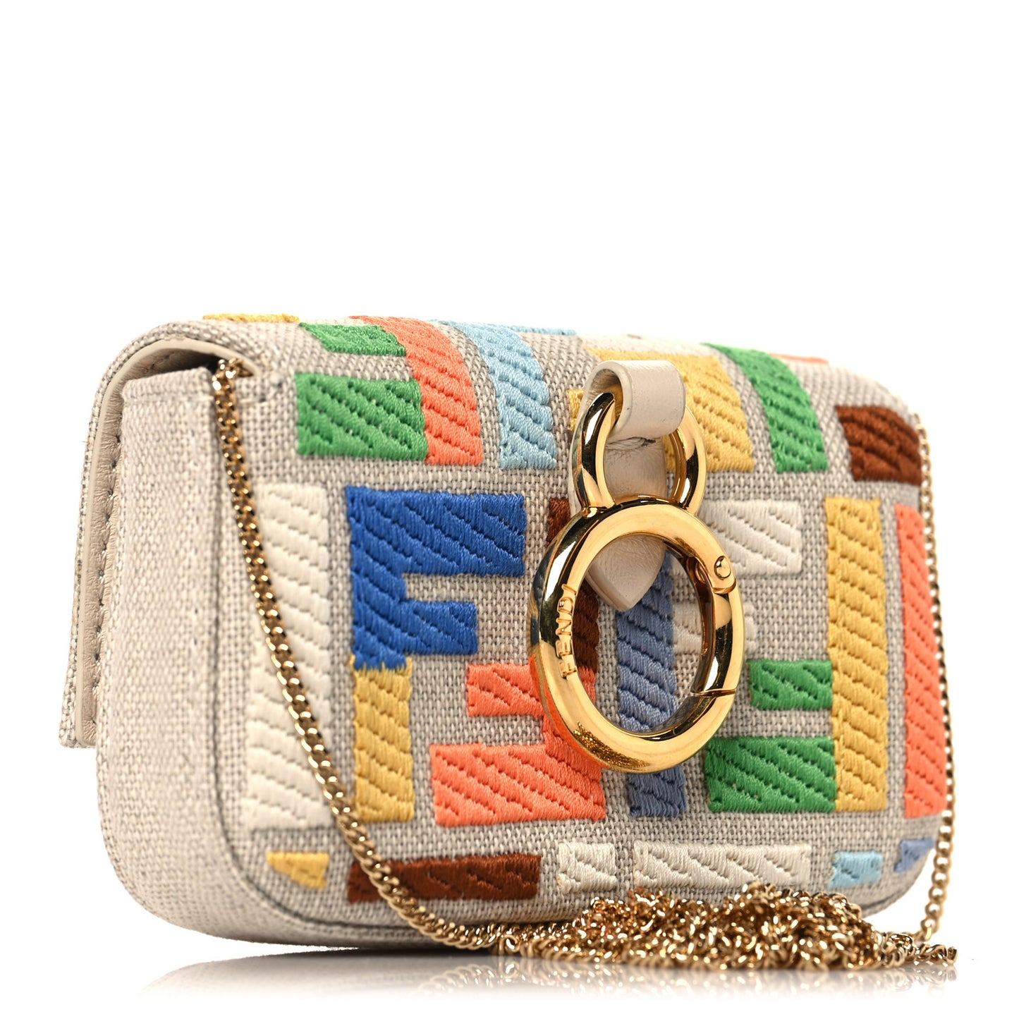 Kuban Canvas FF Embroidered Nano Baguette Charm Grezzo Multicolor