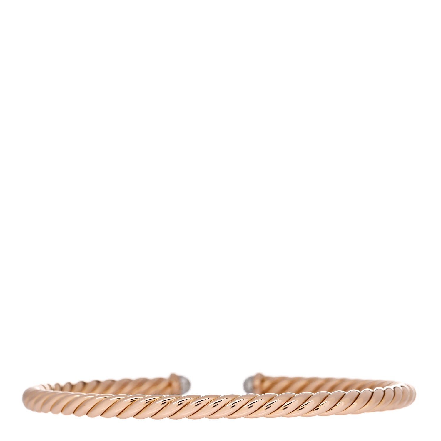 David Yurman 18K Rose Gold Diamond 4mm Cablespira Bracelet 2 of 4