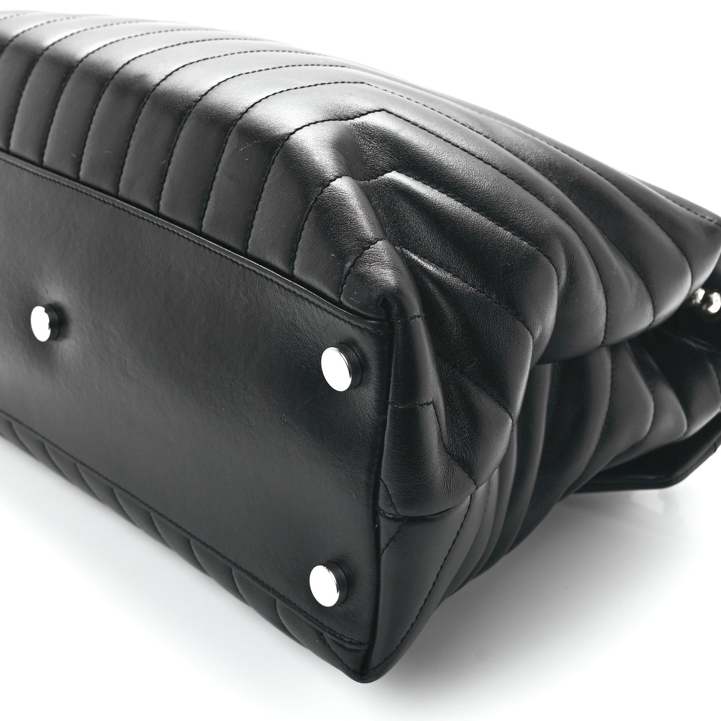 Calfskin Y Quilted Monogram Large Loulou Chain Satchel Black