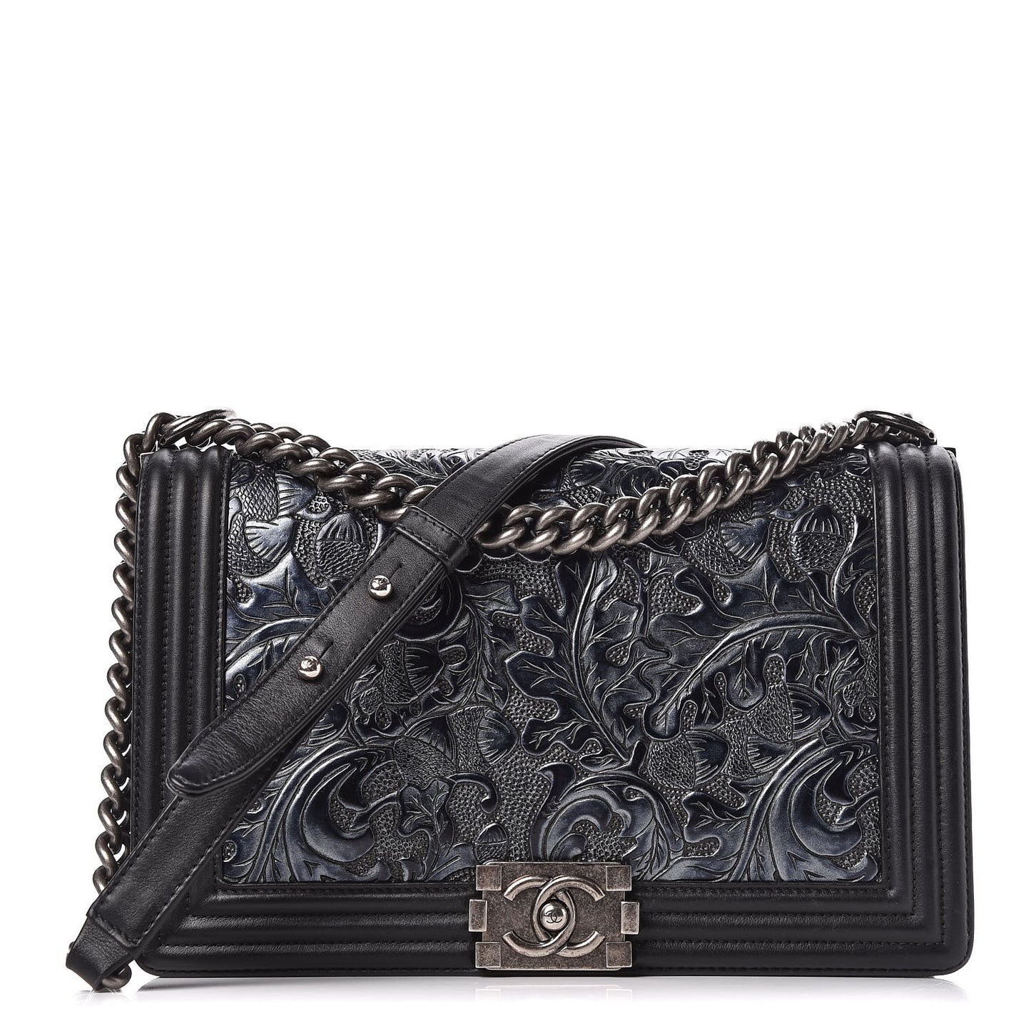 Calfskin Embossed New Medium Cordoba Boy Flap Black