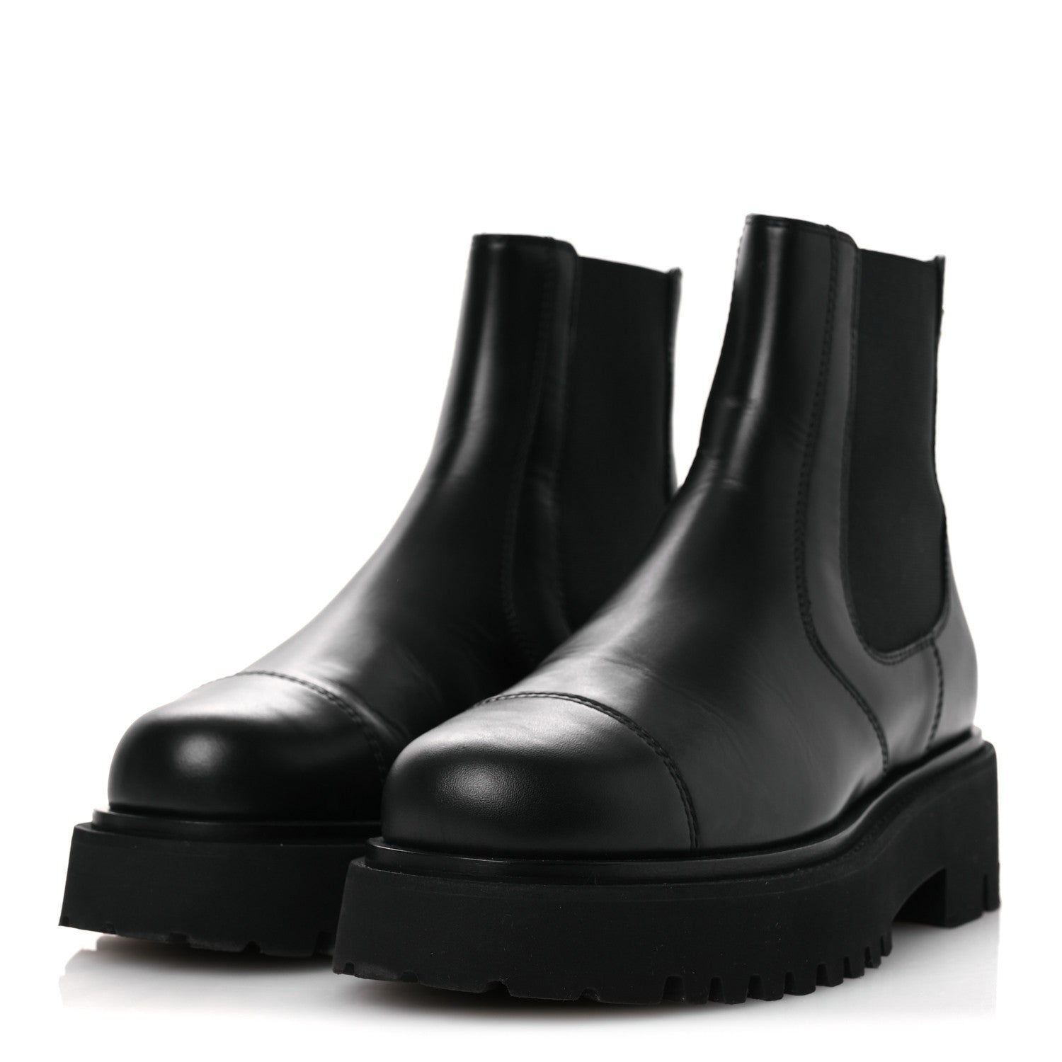 Chanel Calfskin Cap Toe CC Short Boots 36 Black 4 of 11