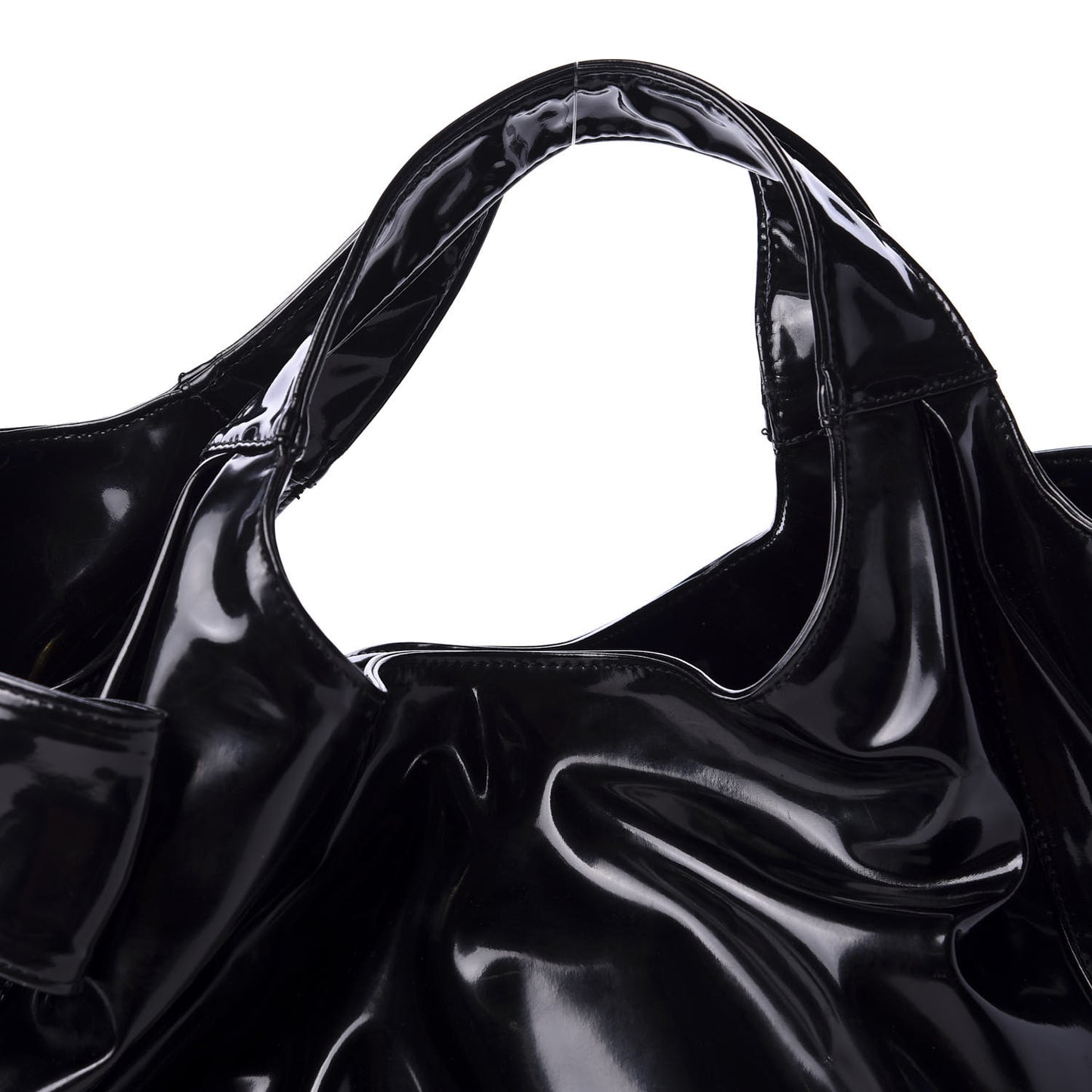Patent Lacca Small Nuage Bow Hobo Black