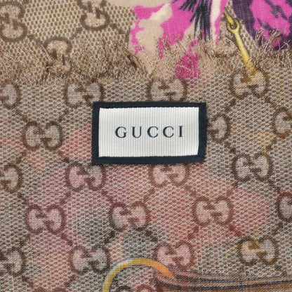 Gucci Wool Jacquard GG Monogram Big Panshie Fringe Shawl Roseate Beige 3 of 5