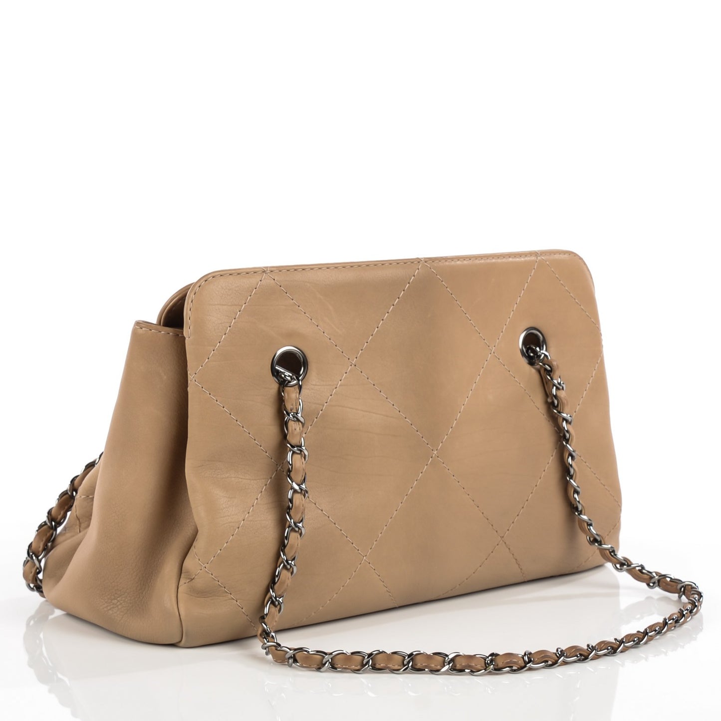 Washed Calfskin Large Hamptons Shopping Tote Beige