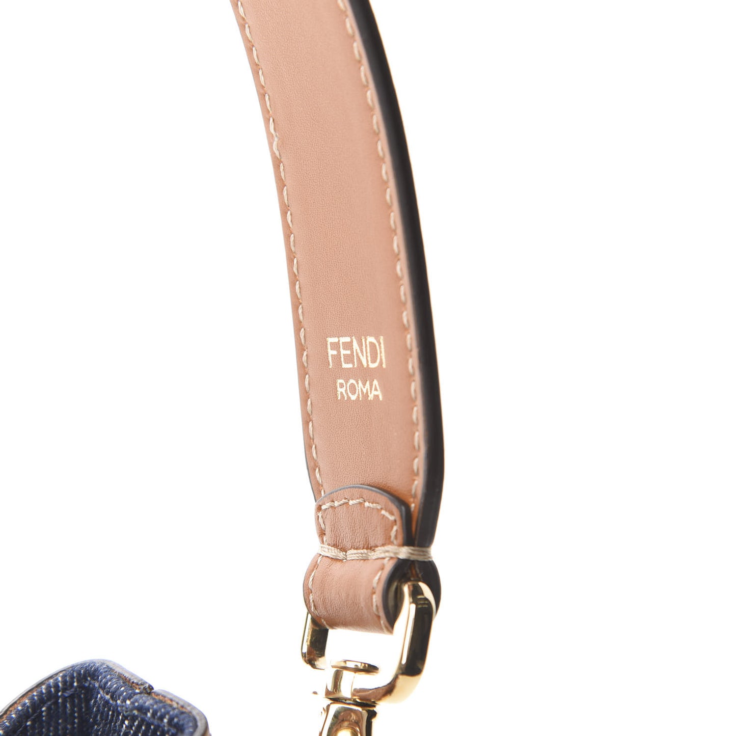 Denim Vitello King F is Fendi FF Embroidered Mini Mon Tresor Bucket Bag Blue Cuoio