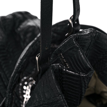 Jimmy Choo Waxed Snakeskin Chain Embellished Blare Tote Black 11 of 12