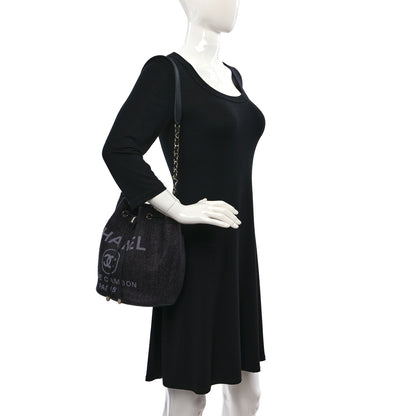 Chanel Mixed Fibers Deauville Drawstring Bag Black 2 of 11