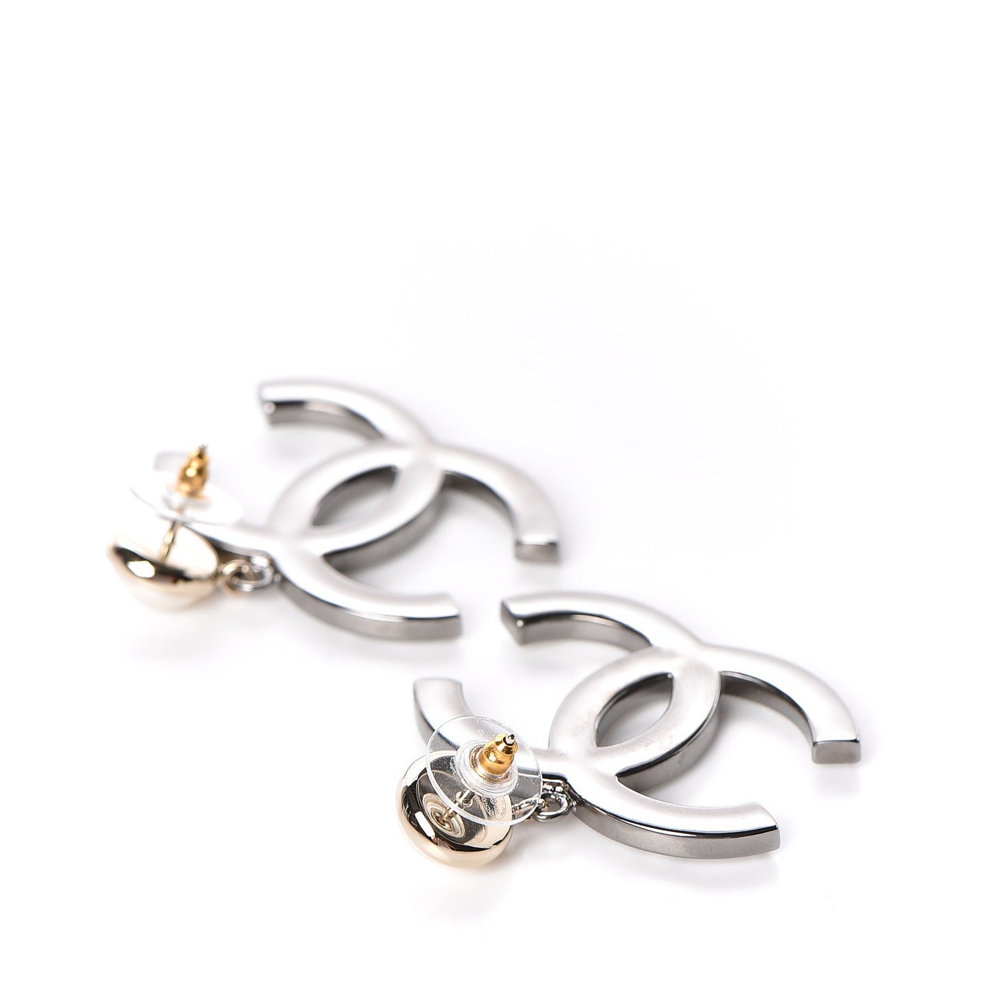 Crystal Baguette Pearl Bright Young Things CC Drop Earrings Silver