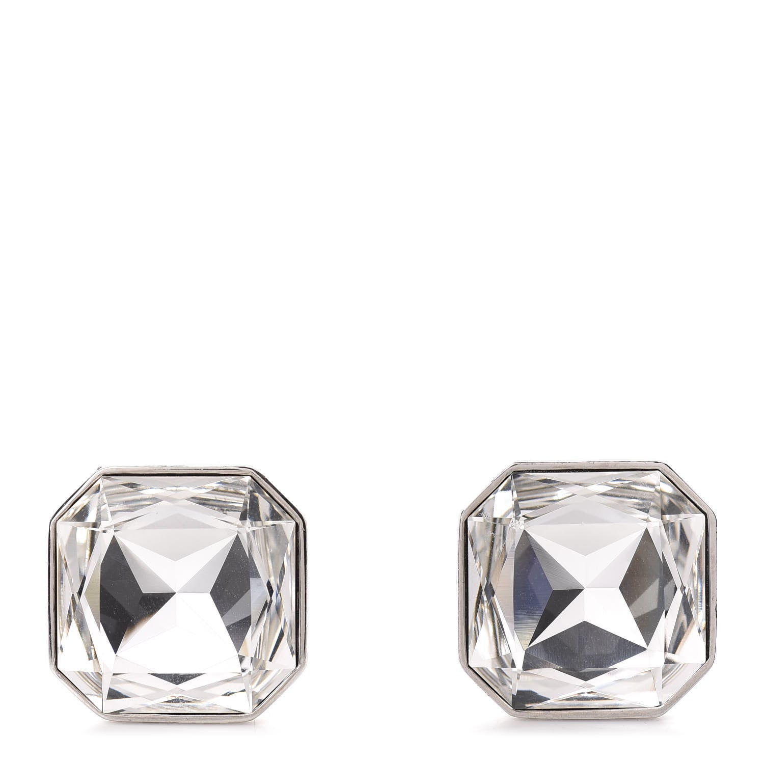 Saint Laurent Crystal Smoking Clip On Earrings Silver 1 of 5
