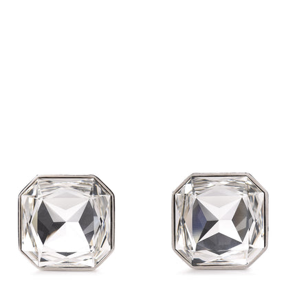 Saint Laurent Crystal Smoking Clip On Earrings Silver 1 of 5