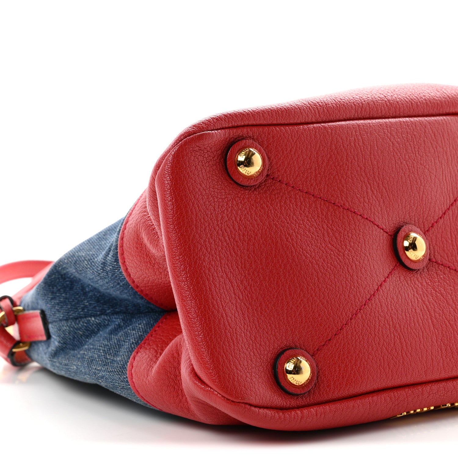 Miu Miu Denim Madras Hobo Bag Blue Fuoco 8 of 9
