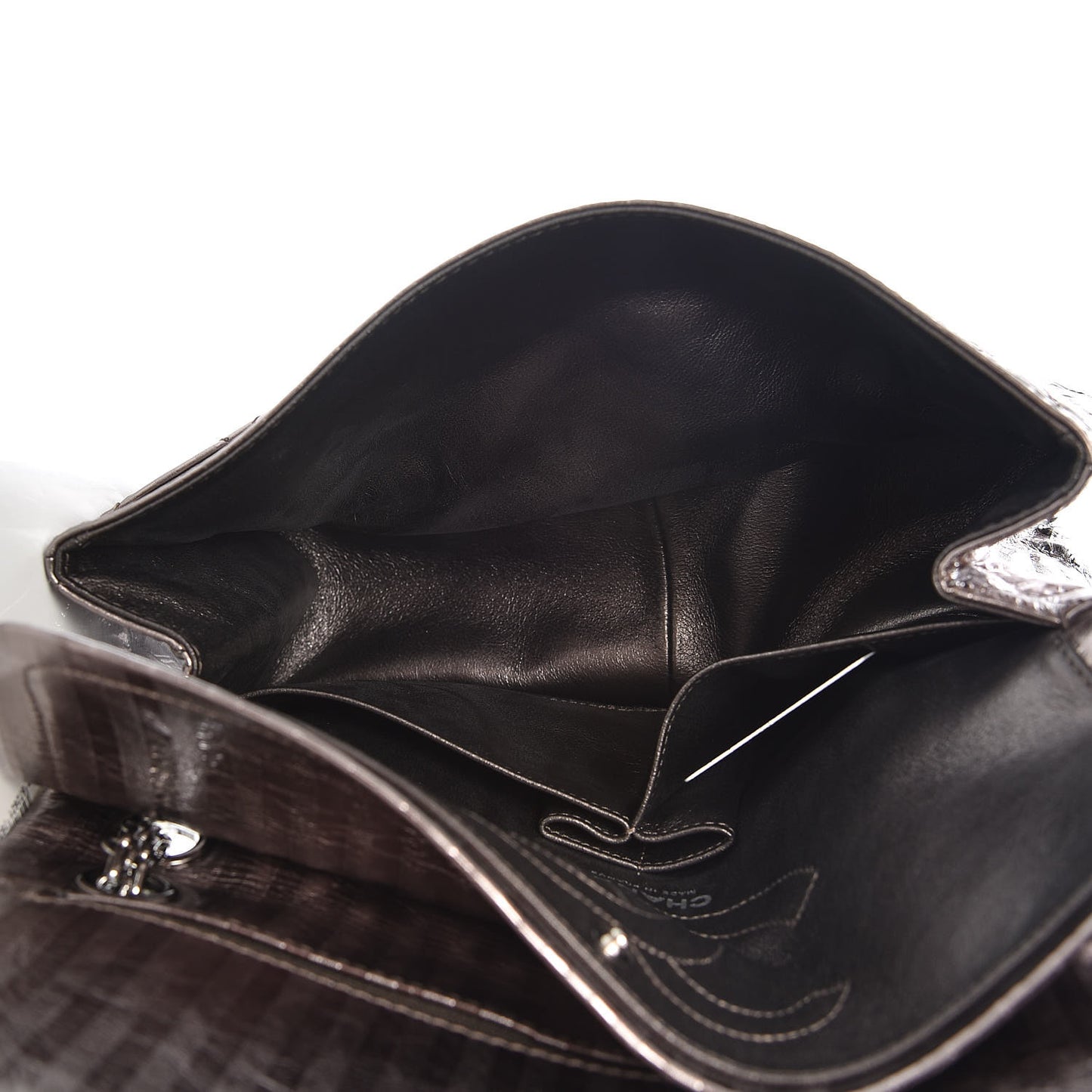 Metallic Striped Calfskin 2.55 Reissue 226 Flap Dark Silver