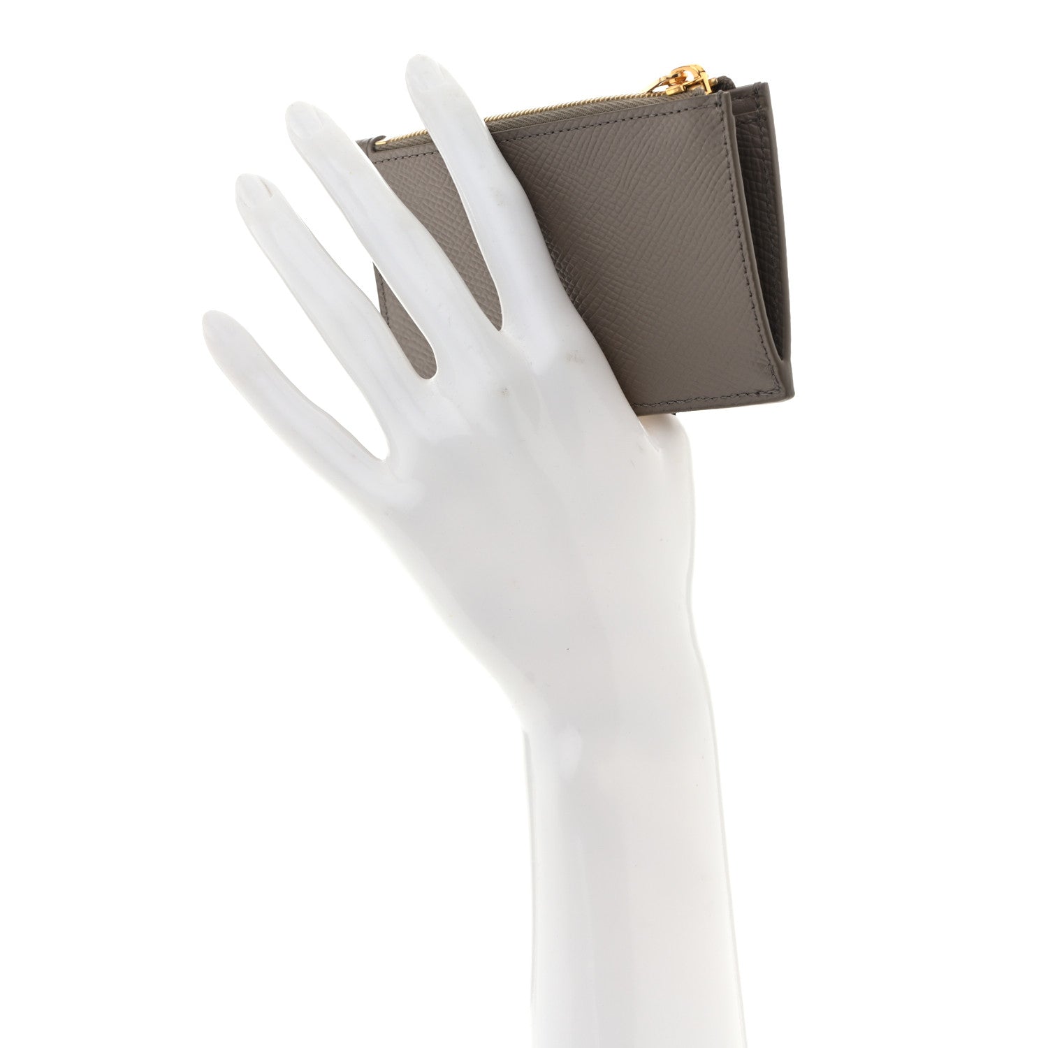 Celine Grained Calfskin Zipped Card Holder Pebble 2 of 7