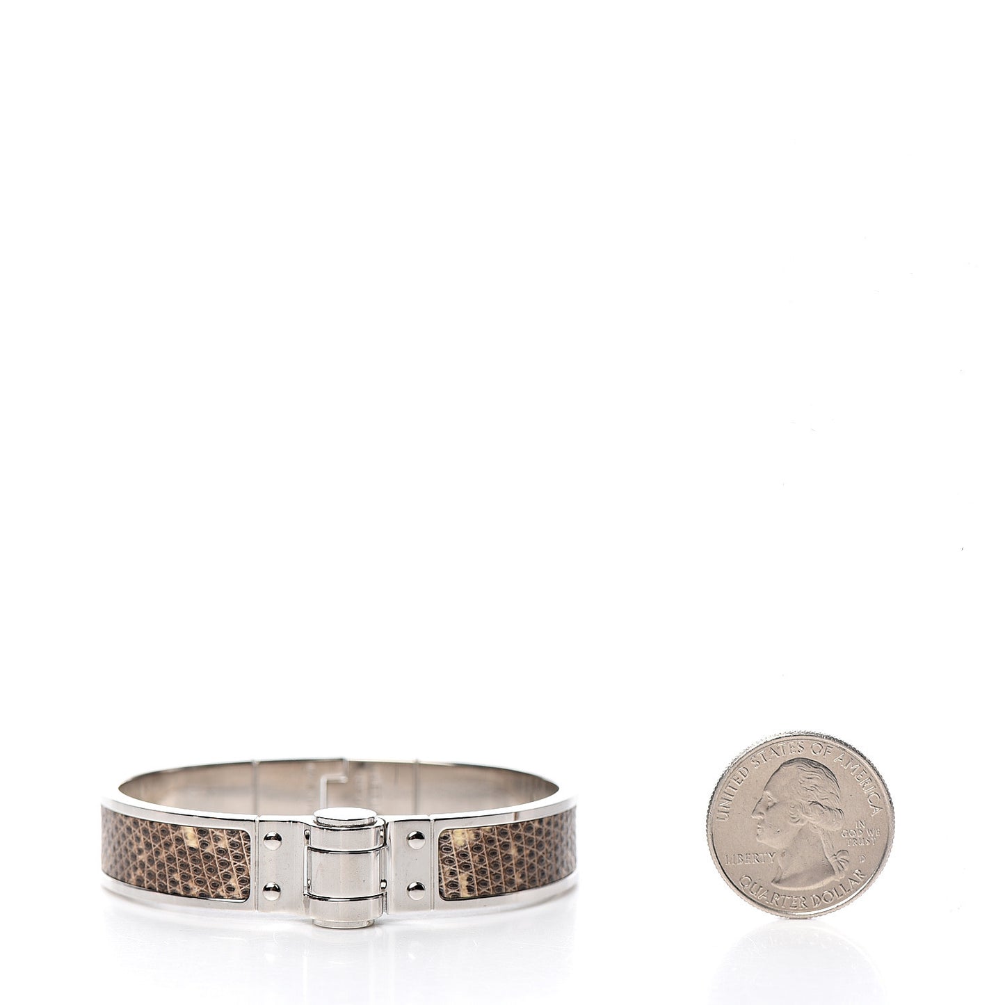Lizard Charniere Cuir Narrow Hinged Bracelet S Ombre