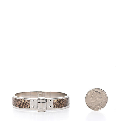 Hermes Lizard Charniere Cuir Narrow Hinged Bracelet S Ombre 2 of 6