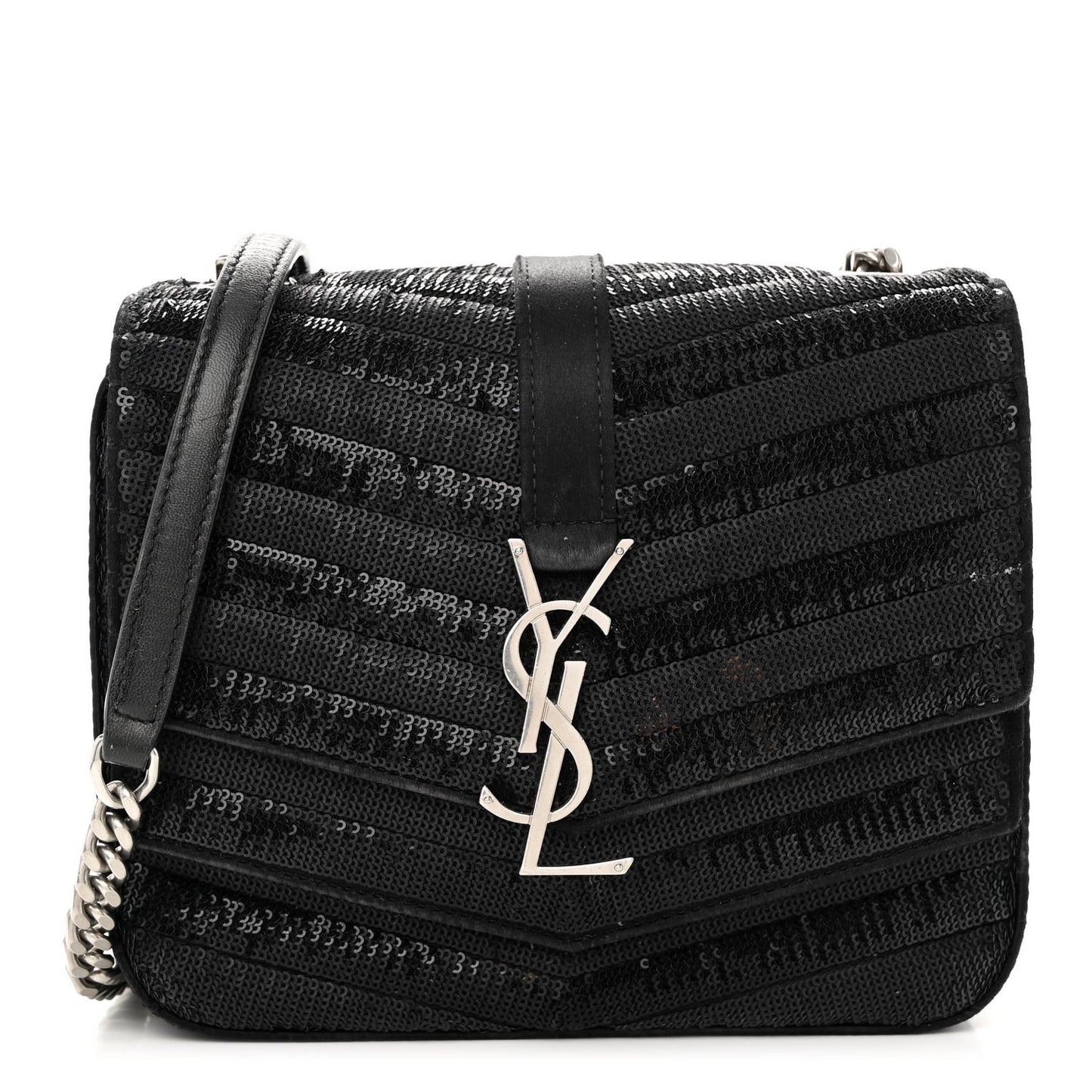 Sequin Matelasse Chevron Monogram Small Sulpice Black