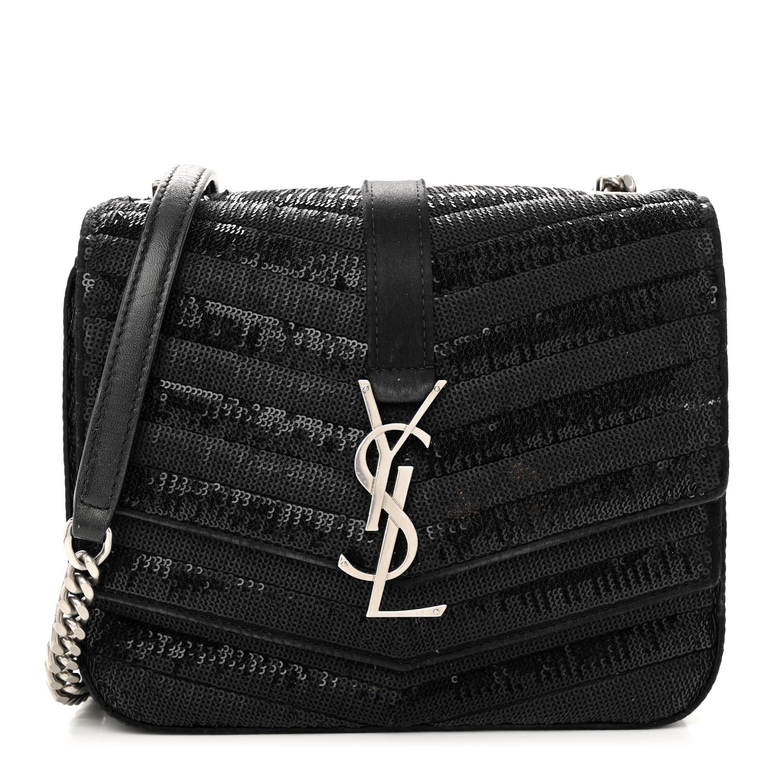 Saint Laurent Sequin Matelasse Chevron Monogram Small Sulpice Black 1 of 11