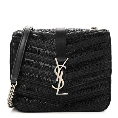 Saint Laurent Sequin Matelasse Chevron Monogram Small Sulpice Black 1 of 11