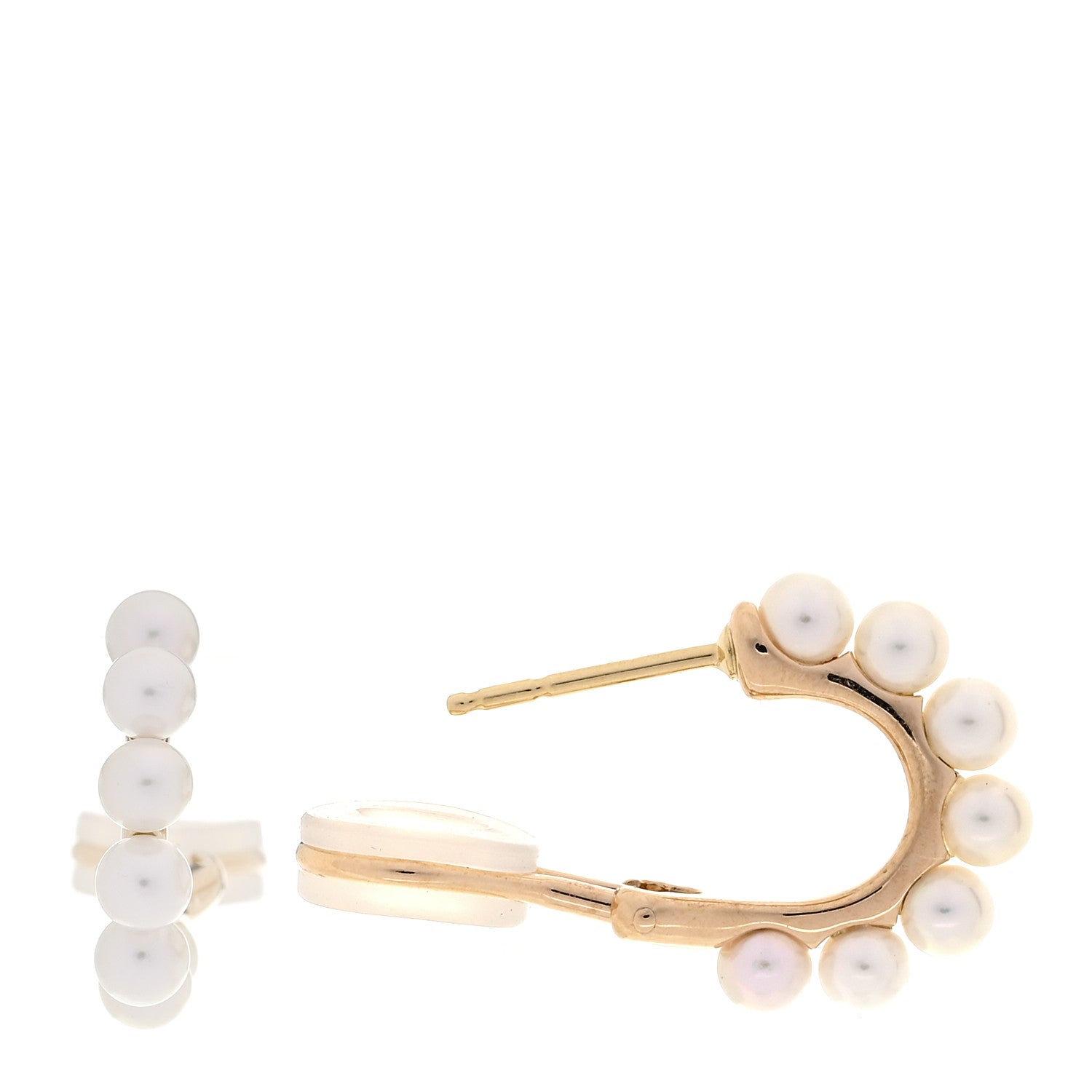 Mikimoto 18K Yellow Gold Akoya Cultured Pearl 8mm Hoop Earrings 1 of 4