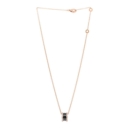 Bulgari 18K Rose Gold Black Ceramic Diamond B.Zero1 Pendant Necklace 3 of 5