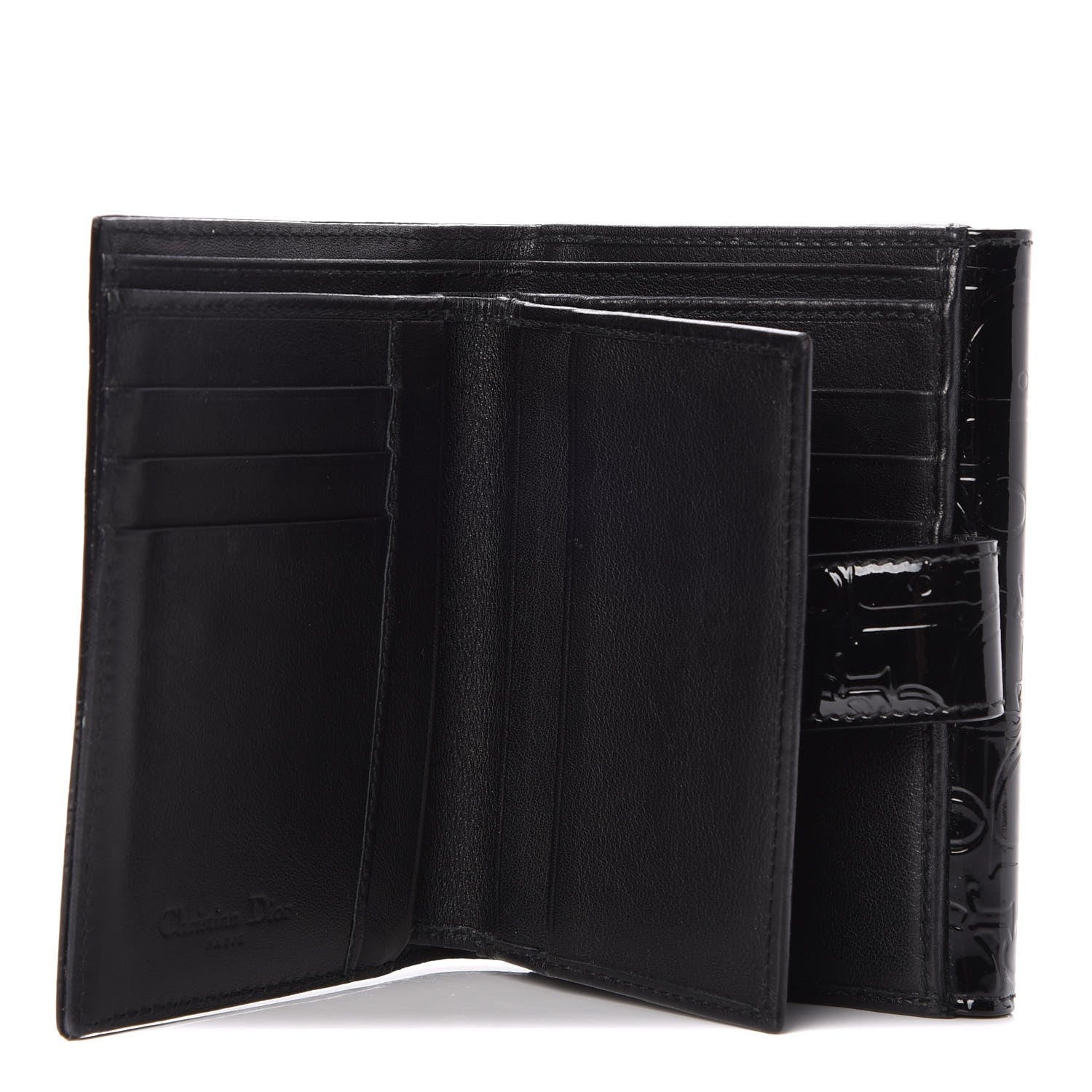 Christian Dior Patent Ultimate Compact Wallet Black 5 of 9