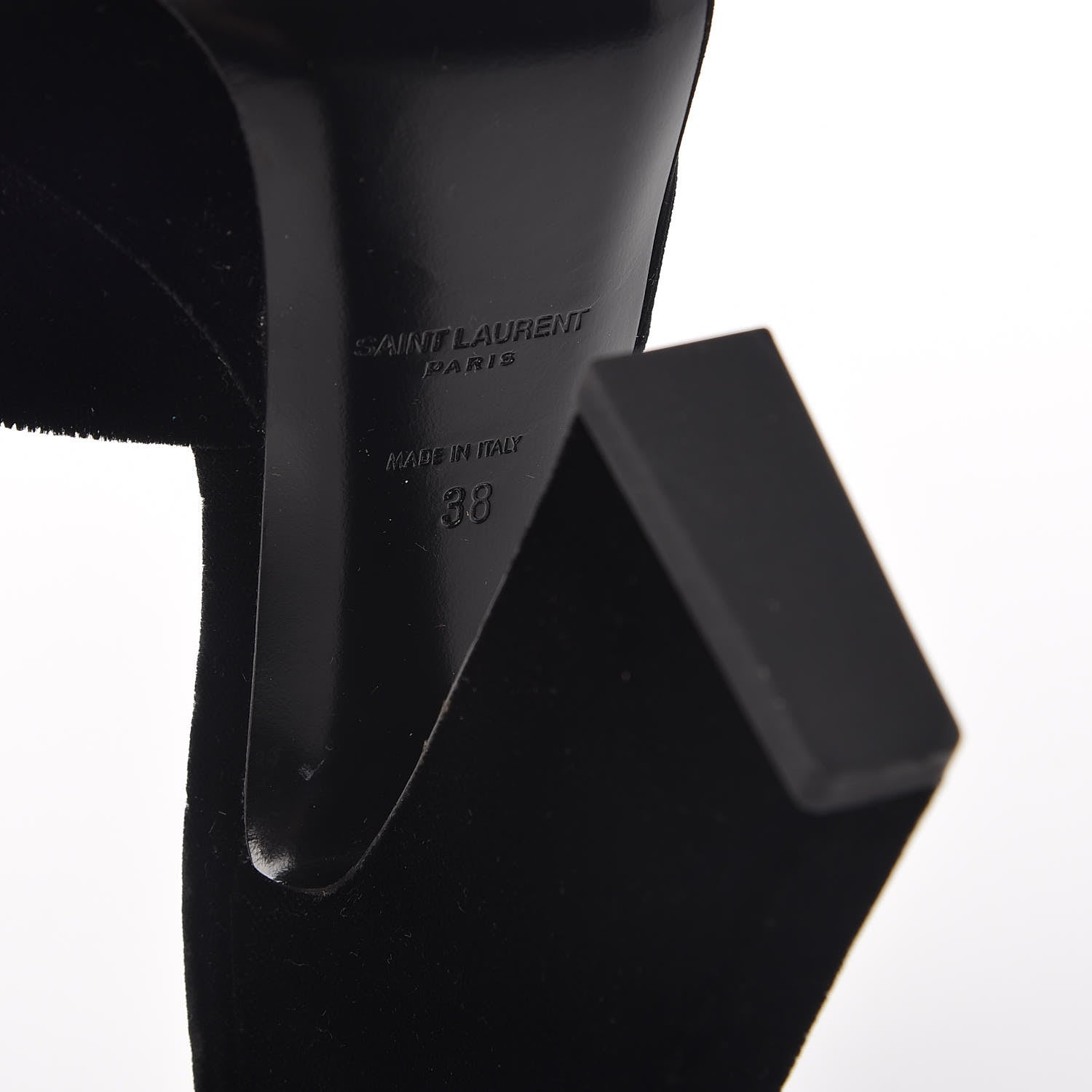 Saint Laurent Velvet Debbie Platform Slide Sandals 38 Black 6 of 13