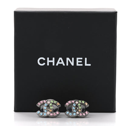 Chanel Ruthenium Crystal CC Earrings Multicolor 5 of 5
