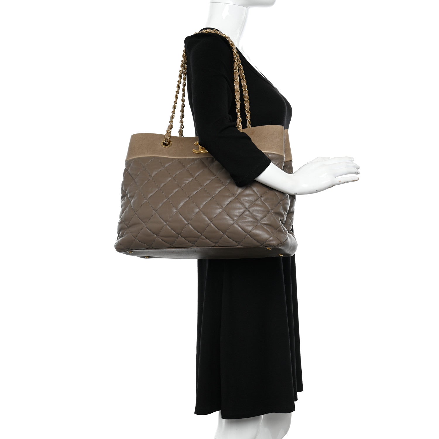 Chanel Calfskin Quilted Large Soft Elegance Tote Beige 2 of 11