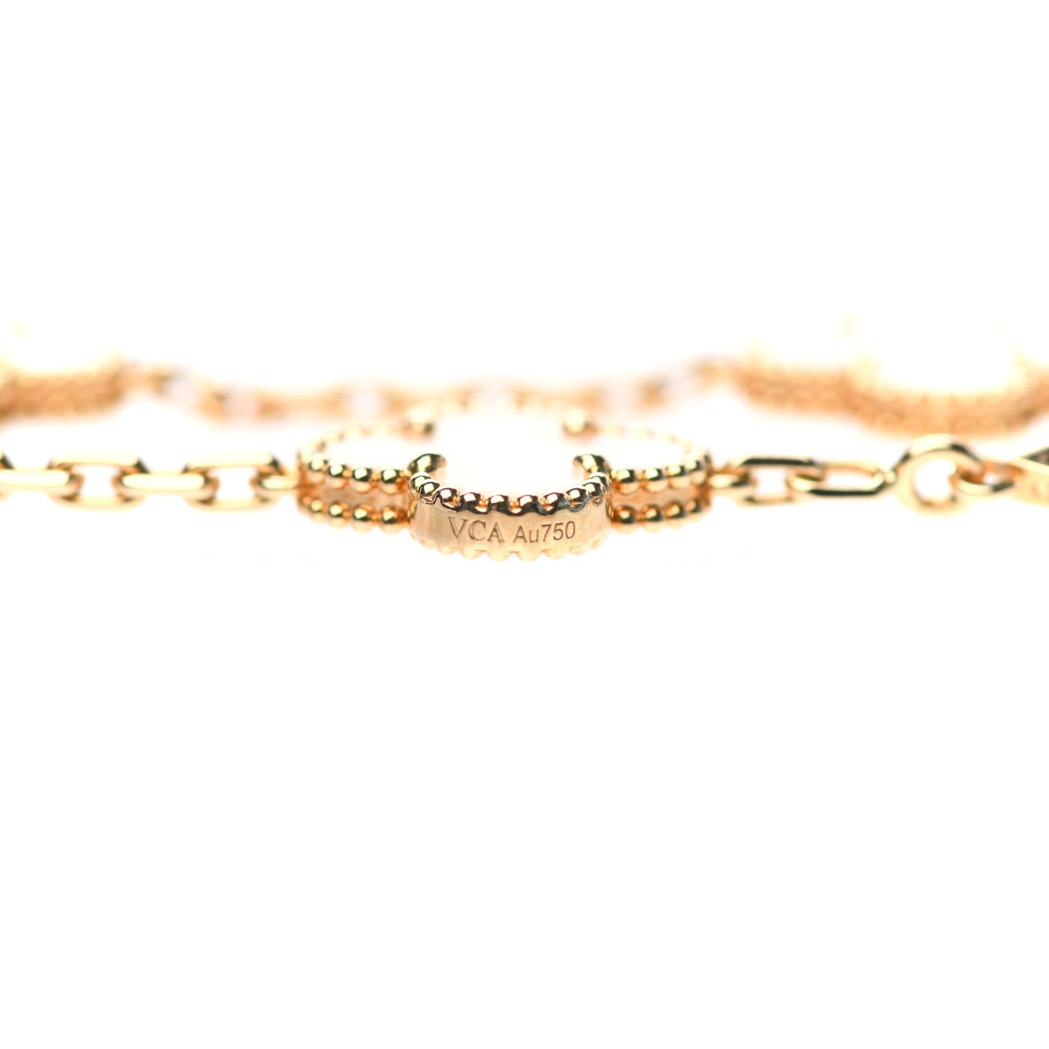 Van Cleef & Arpels 18K Yellow Gold Mother of Pearl 5 Motifs Vintage Alhambra Bracelet 4 of 6