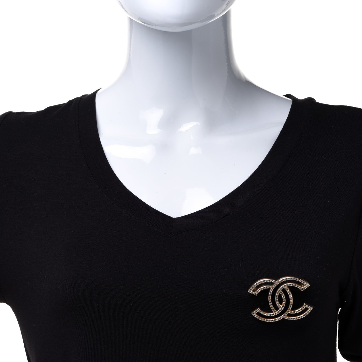 Chanel Crystal CC Brooch Light Gold 2 of 5