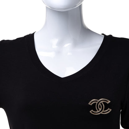Chanel Crystal CC Brooch Light Gold 2 of 5