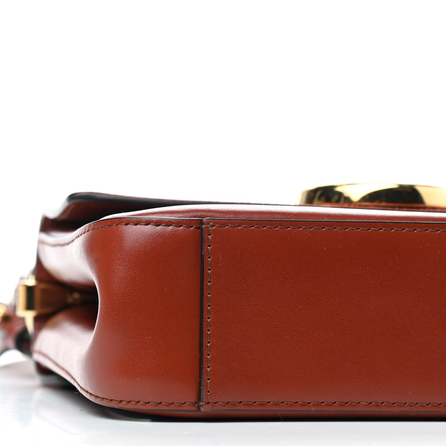 Shiny Calfskin Suede Small C Double Carry Bag Sepia Brown
