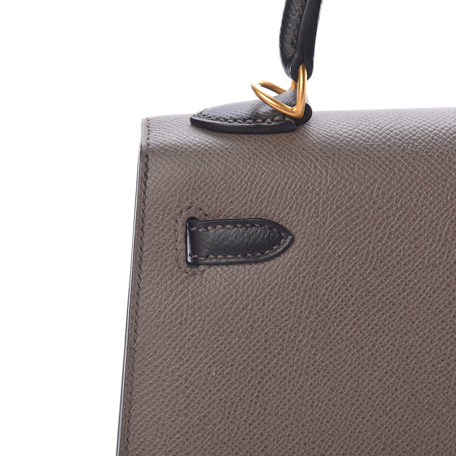 Hermes Epsom Bi Color Horseshoe Kelly Sellier 25 Etain Black 18 of 40