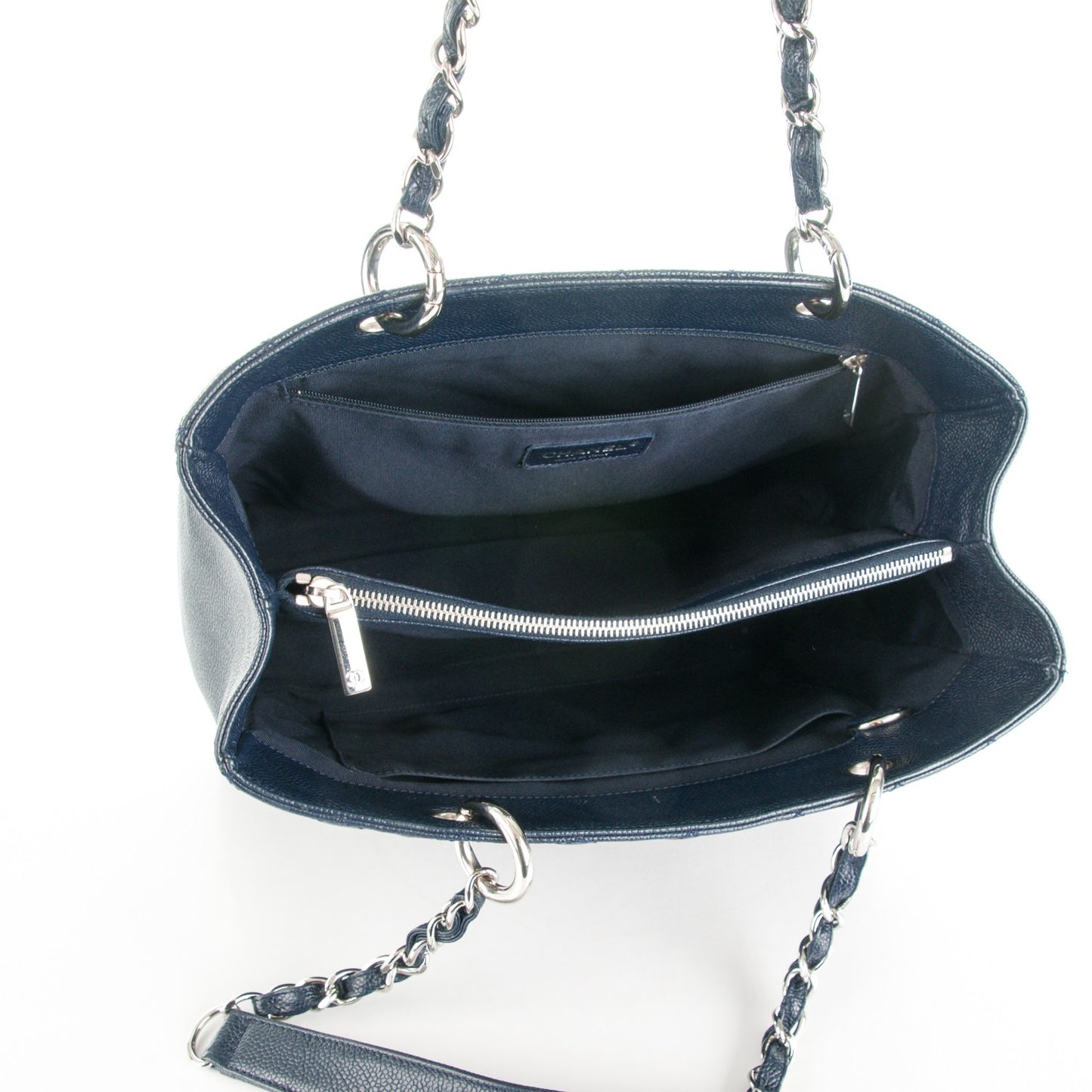 Caviar Quilted Grand Shopping Tote GST Dark Navy Blue