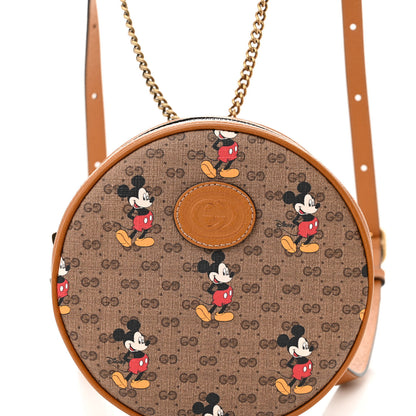 Gucci X DISNEY Mini Vintage GG Supreme Monogram Mickey Mouse Round Backpack Beige Vintage Sun Oil 8 of 11
