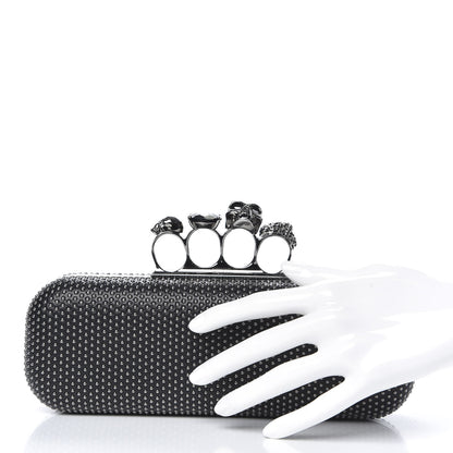 Alexander McQueen Nappa Studded Skull Knuckle Box Clutch Black 2 of 9