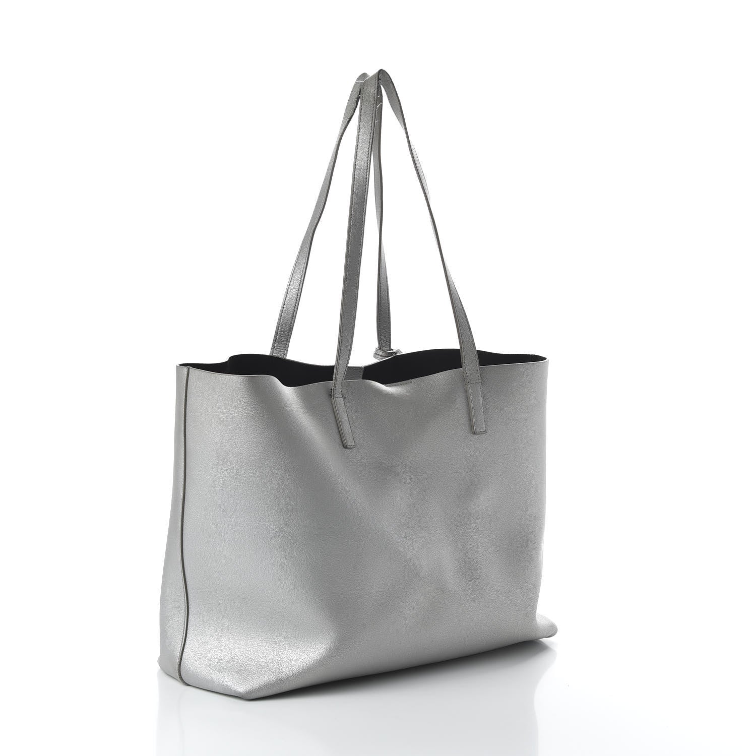 Saint Laurent Metallic Calfskin Large Shopping Tote Silver 3 of 11
