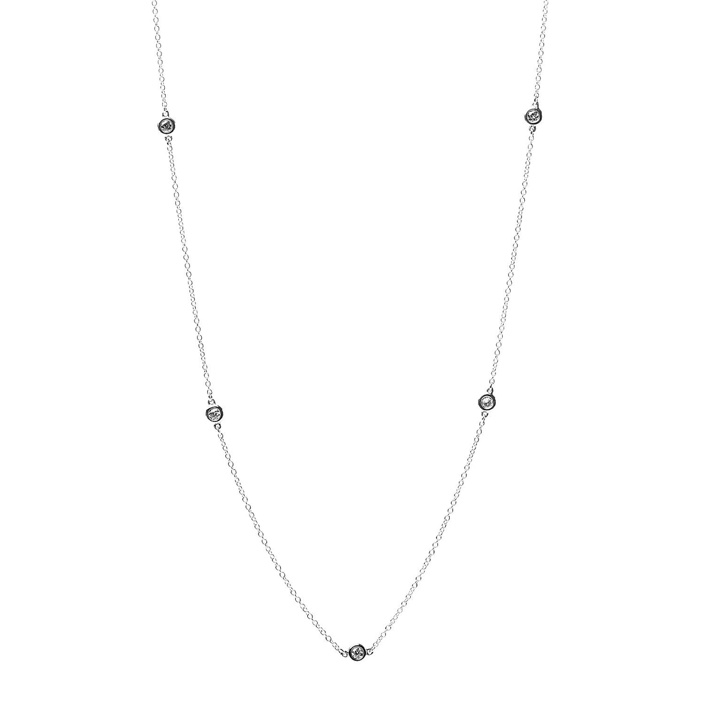 Sterling Silver Diamond .25ctw Elsa Peretti Diamonds by the Yard Five Station Necklace