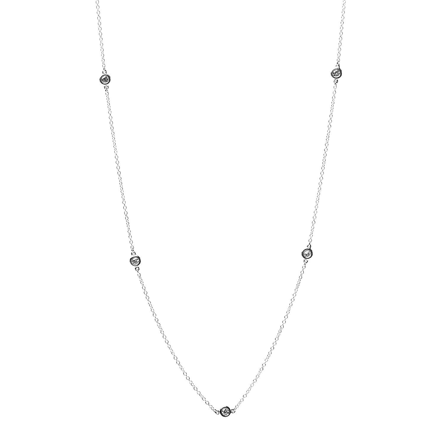 Tiffany Sterling Silver Diamond .25ctw Elsa Peretti Diamonds by the Yard Five Station Necklace 1 of 6