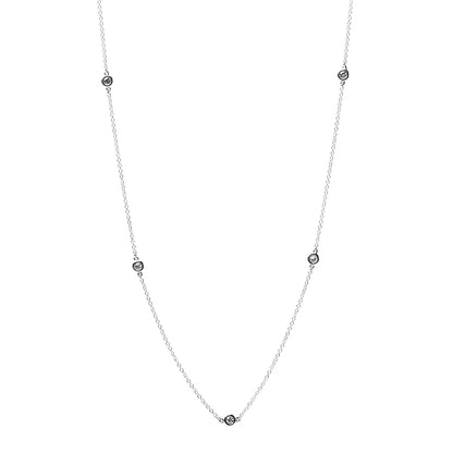 Tiffany Sterling Silver Diamond .25ctw Elsa Peretti Diamonds by the Yard Five Station Necklace 1 of 6